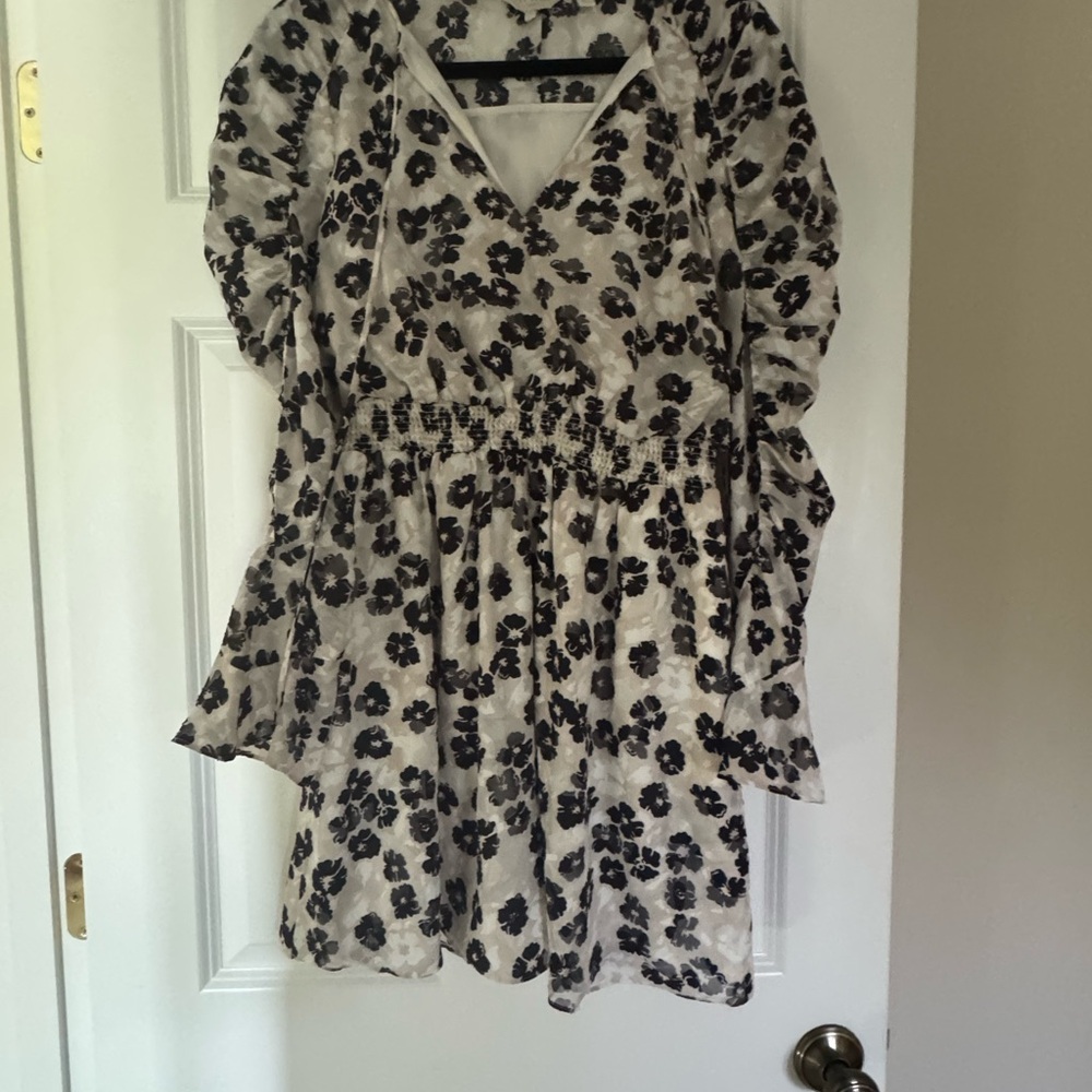 Ted Baker Black and White Puff Sleeve Sundress